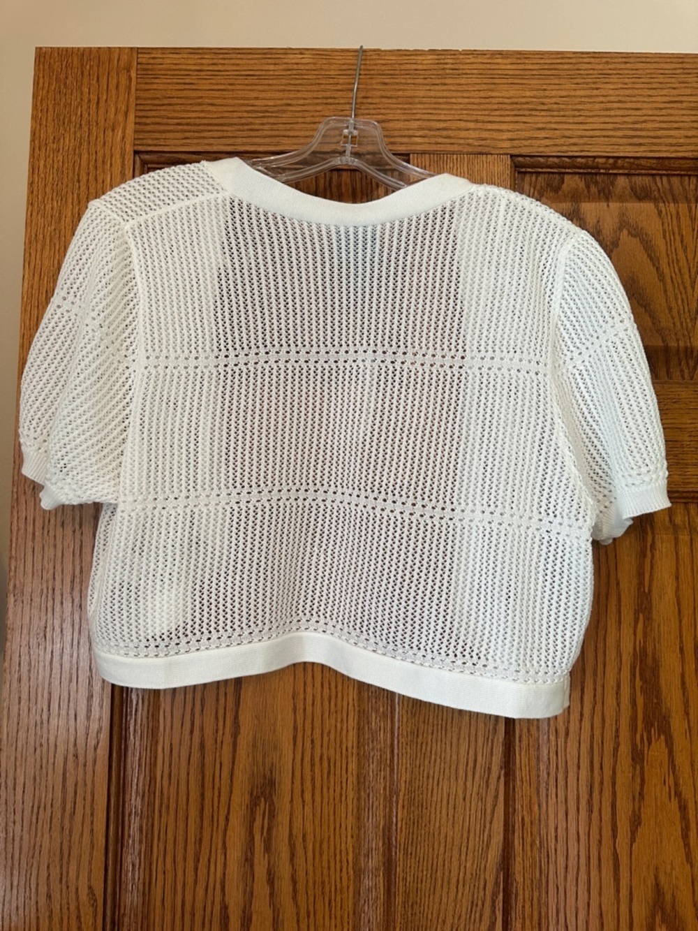 Rabbit Rabbit Rabbit Cream Open-Knit Short Sleeve Cropped Cardigan - Picture 3 of 4